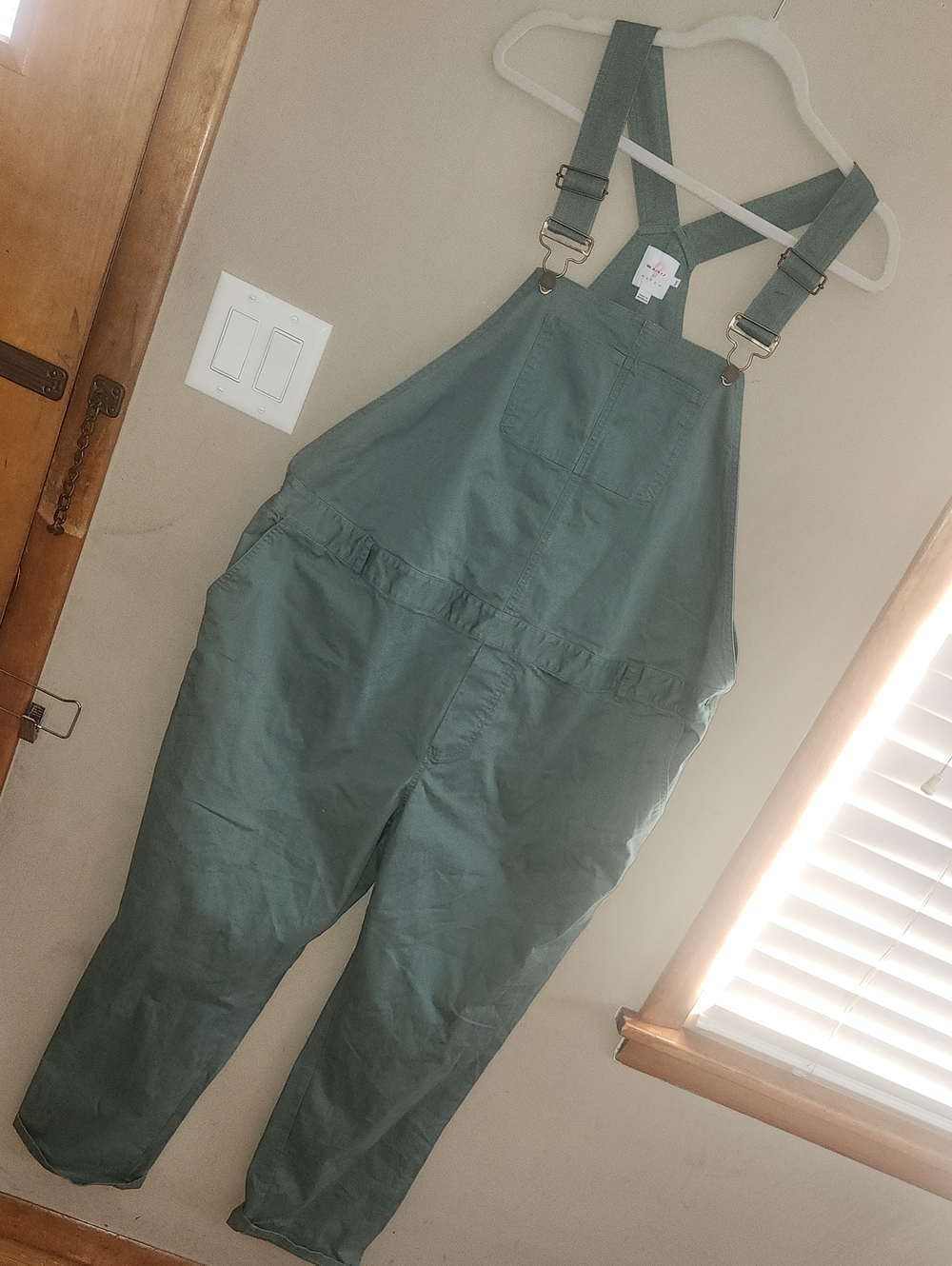 The Nines by Hatch Sage Green Utility Overalls Women’s Maternity Size XXL.